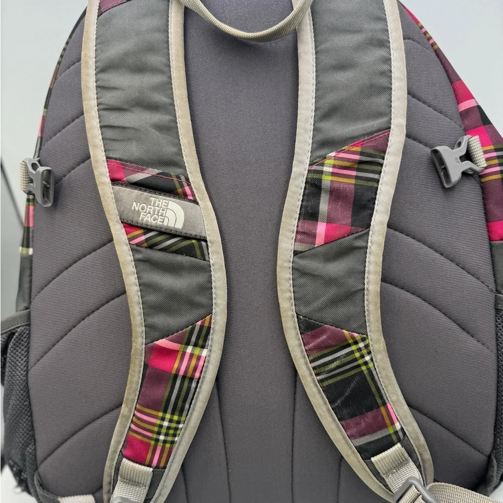 The NORTH FACE Pink/Gray Plaid Backpack Laptop Bag Back To School College Preppy